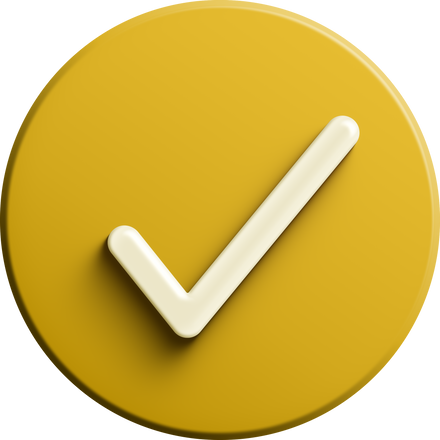 Yellow round 3D check icon